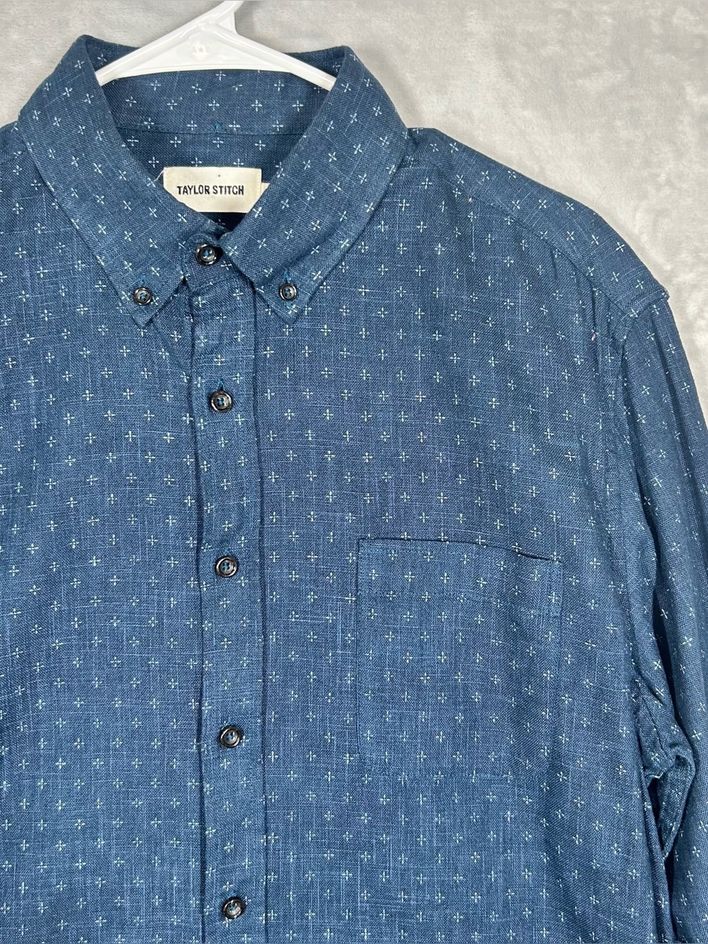 Taylor Stitch California Chambray 42 Large Long Sleeve Geometric Button Down